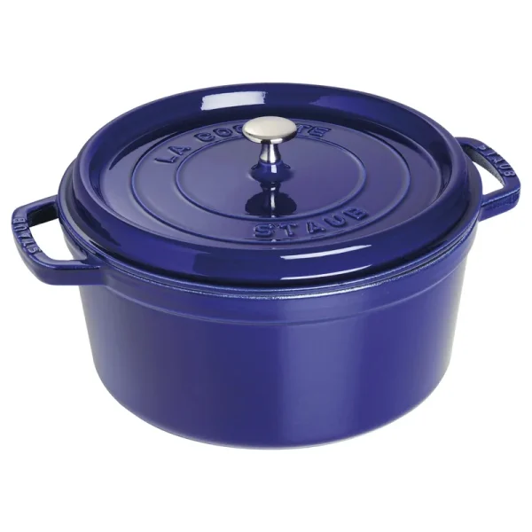 Staub Cast Iron Round Dutch Oven Dark Blue 7 Quarts