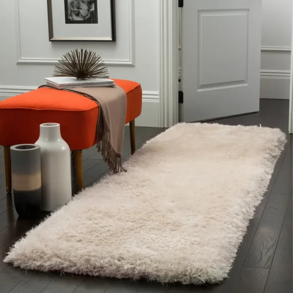 Safavieh Luxe Shag SGX160B 2'3" x 6'0" Runner Bone Area Rug