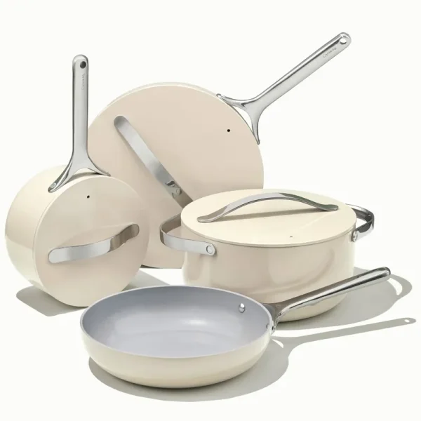 Caraway Home Non-Stick Ceramic Cookware Set, 7-Piece - Cream