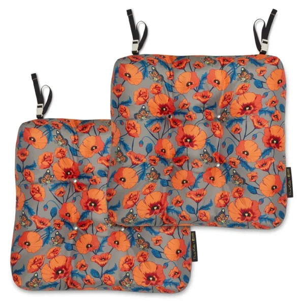 Frida Kahlo x Classic Accessories Patio Seat Cushions, 2-Pack, 19 inch, Amapolas Brillantes