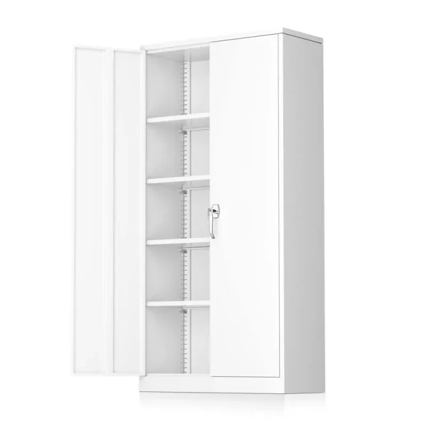 Atripark White Metal Storage Cabinet, 72" Locking Cabinet with Doors and 4 Shelves, Tool Cabinet Large Tall Lockable Office Cabinet with Lock and 2