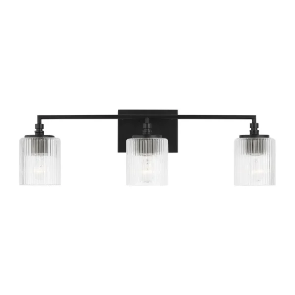 Adalina 3 Light Ribbed Dimmable Vanity Light Finish: Midnight Black