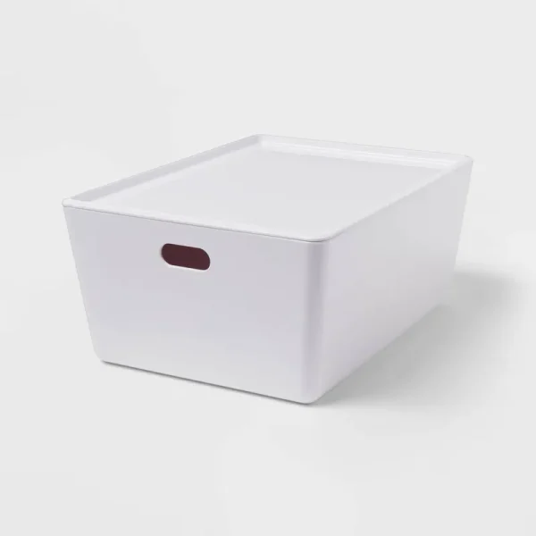 11L Stacking Bin with Lid White - Brightroom