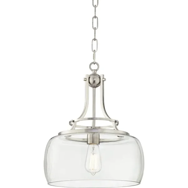 Franklin Iron Works Charleston 13 1/2 inch Wide Brushed Nickel LED Pendant Light Clear