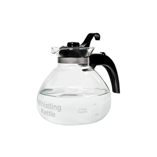 Cafe Brew 12-Cup Glass Stovetop Whistling Kettle
