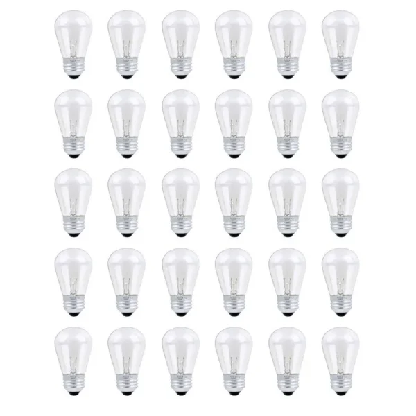 30 Pack S14 Outdoor String Light Bulbs Set 120V 11W Clear Outdoor Patio Vintage Light Shatterproof Bulbs