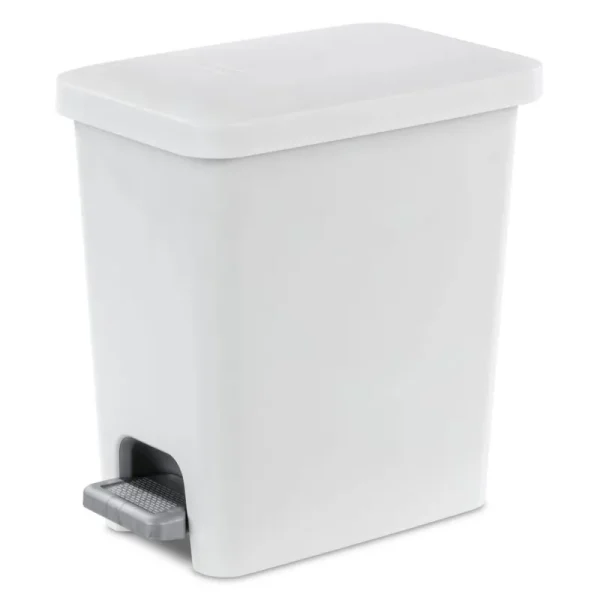 Sterilite Rectangular Step-On Wastebasket - White - 2.7 Gallon - Each