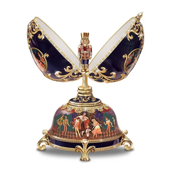 The Bradford Exchange Russian Nutcracker Heirloom Porcelain Musical Egg 5.5"