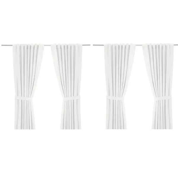 IKEA Ritva 401.119.92 White Curtain Set 2 Panels with Tie-Backs - Siz