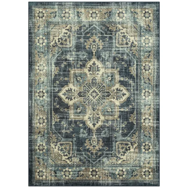 Mainstays Distressed Vintage Blue Persian Indoor Area Rug, 5x7