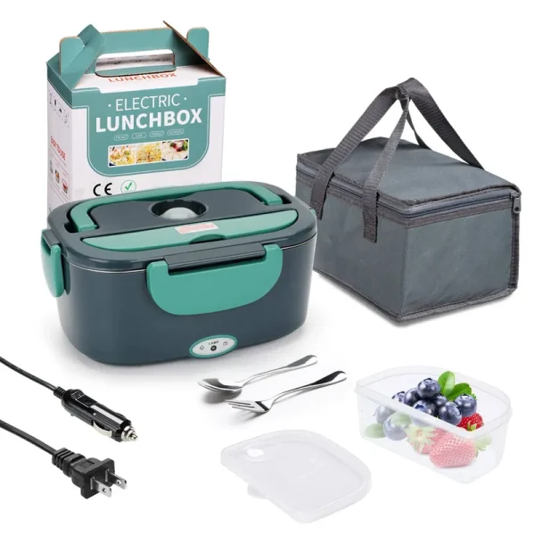Electric Lunch Box Food Heater, Portable 60W Food Warmer Self Heating Lunch Box, 12V 24V 110V Heated Lunch Box for Car/Truck/WorkÿLeak Proof, 1.5L R