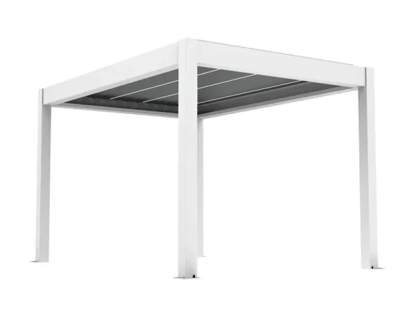 PERGOLUX Metal Pergola 'Skydance' | 10' x 13', Aluminium, Electric Adjustable Louvered Roof, Modern Scandinavian Design, White