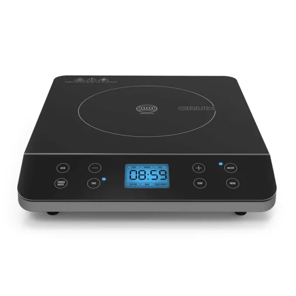 Crux Countertop Induction Burner, Portable Electric Hot Plate, Smart Touch LCD Display, Hassle-Free Temperature Control and Adjustable Timer with Auto