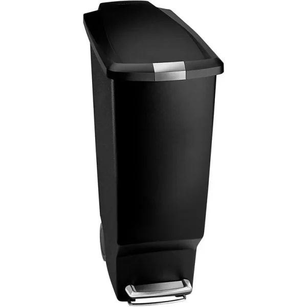 simplehuman CW1361 11 Gallon / 40 Liter Black Slim Step-On Trash Can