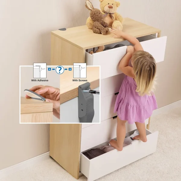 Qdos Zero-Screw Furniture Anti-Tip Kit - 2pk - Gray