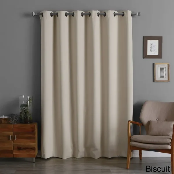 Aurora Home Antique Bronze Grommet Top Wide Width Thermal Insulated Blackout Curtain Panel (Beige - 80 x 84)