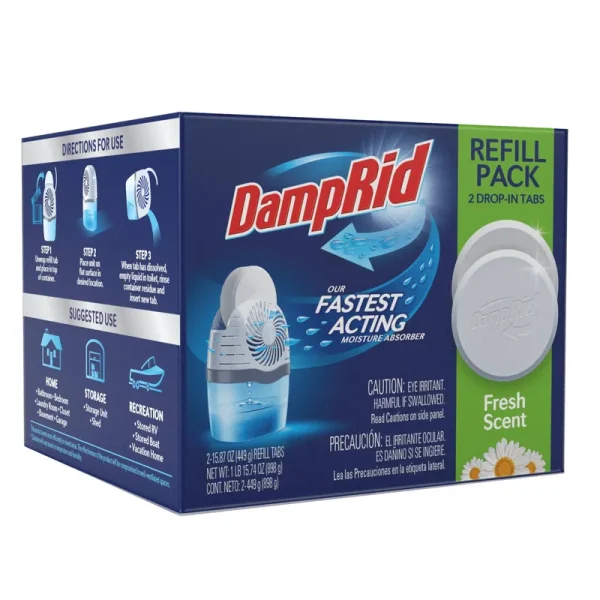 Damprid Moisture Absorber, Fresh Scent, Refill Pack - 2 pack, 15.87 oz refill tabs