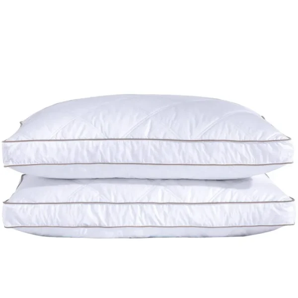 Puredown Goose Feathers and Down Pillow for Sleeping Gusseted Bed Hotel Collection Pillows, Standard/Queen, Set of 2