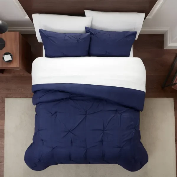 Serta Simply Clean Antimicrobial Pleated Comforter Set - Twin XL - Navy
