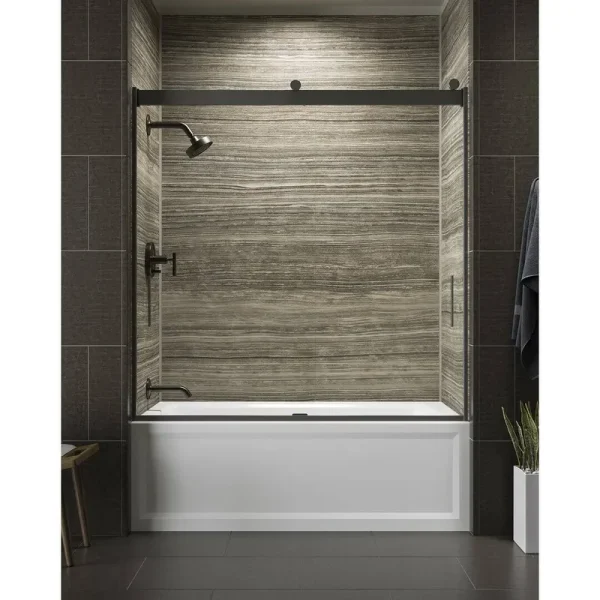 Kohler K-706000-L Levity 62" H Sliding Bath Door with 1/4" - Thick Glass Anodized Dark Bronze