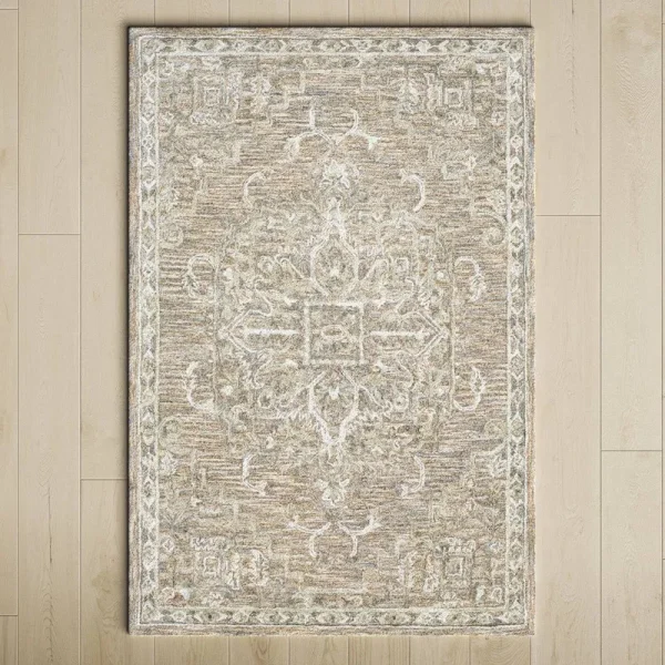 Cait Oriental Handmade Tufted Wool/Viscose Brown/Blue/Sage Area Rug Birch Lane Rug Size: Rectangle 4' x 6'