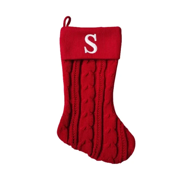 Holiday Time - Monogrammed S Red Knit 18" Christmas Stocking (New)