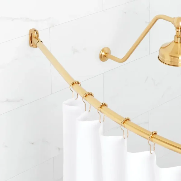 60" Brass Curved Shower Curtain Rod Signature Hardware Finish: Brushed Gold