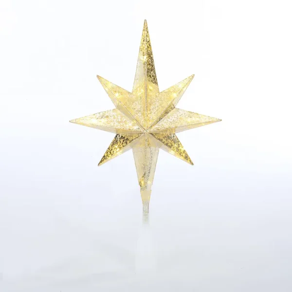 Holiday Time LED Christmas Tree Topper, Clear/Gold Star, 14 inch