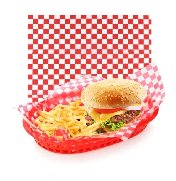 New Star Foodservice 44263 Red Check Food Basket Liners, 12 by 12-Inch, Set of 36