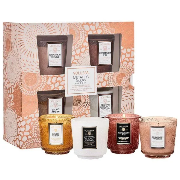 Voluspa Metallic Glow Pedestal Candle Gift Set