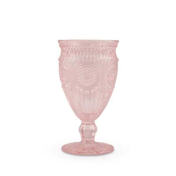 Weddingstar Vintage Inspired Pressed Glass Goblet, Blush Pink