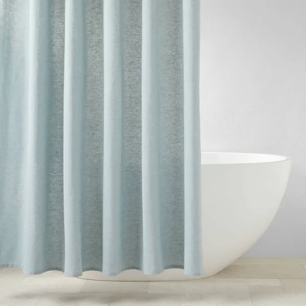 Chambray Shower Curtain Turquoise - Casaluna