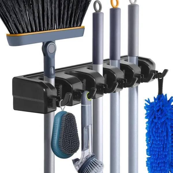 HYRIXDIRECT Broom Holder Wall Mount Broom Organizer Mop Holder Hanger Garden Tool Organizers Storage Rack Garage Laundry Room Organizations and