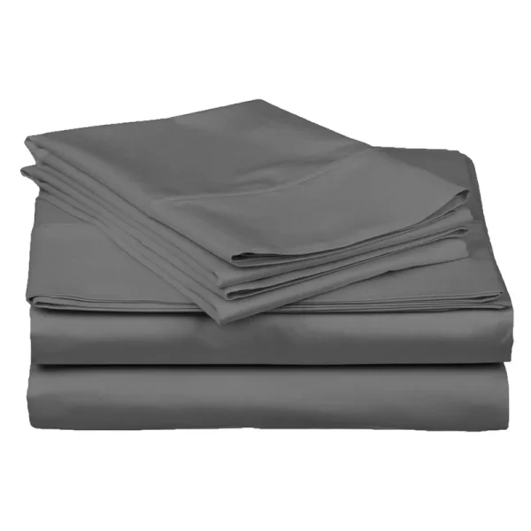 Superior Egyptian Cotton Solid Sateen Bed Sheet Set - Queen - Grey