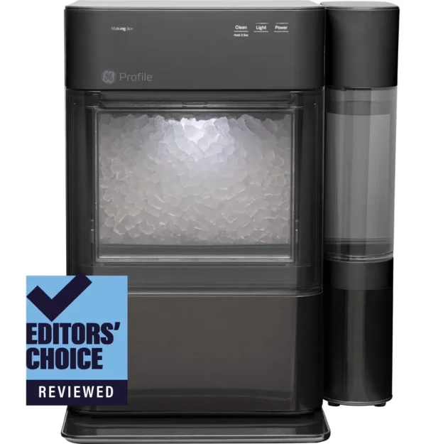 GE Appliances 38 lb Capacity Built - in Ice Maker, Black Stainless Steel