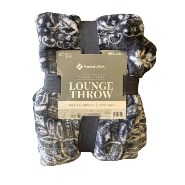 Member's Mark Luxurious Reversible Lounge Throw, 60" x 70", Halley Medallion