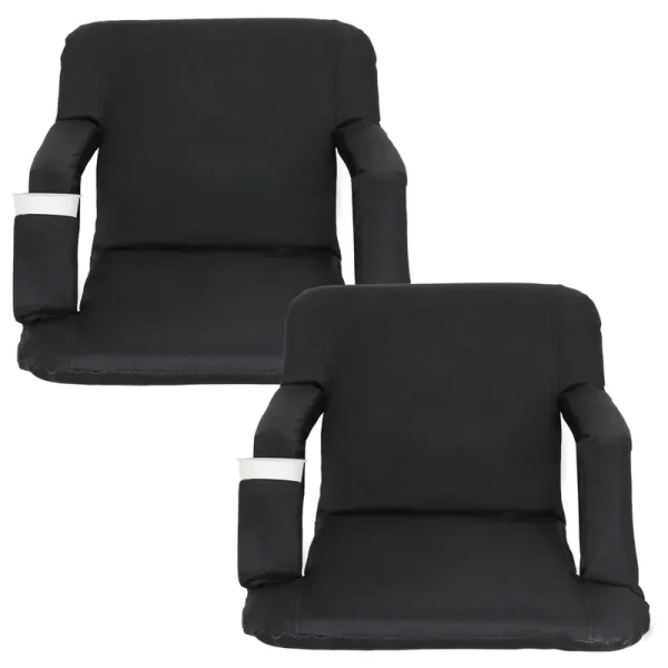 Zensports 2 Pack Stadium Chair Seat for Bleachers 6 Reclining Positions - Black