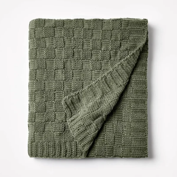 Checkered Knit with Neps Throw Blanket Sage - Threshold Designed with Studio McGee
