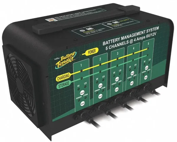 Battery Tender 5 Bank Multibank Charger - 20 AMP (4 Amps per Bank) - Selectable 12V / 6V - Smart and Switchable 12V Multi Battery Charger and Maintainer for Automotive and Marine - 021 - 0133 - DL - WH