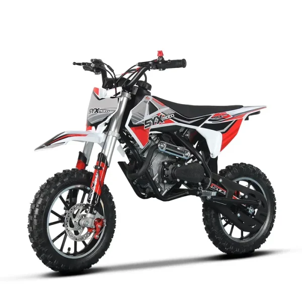 SYX MOTO 58cc Kids Mini Dirt Bike - 4 - Stroke Gas Pit Bike, Pull Start, Off - Road Bike for Boys & Girls, Red/White