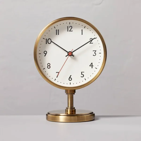 Hearth & Hand with Magnolia Brass Pedestal Antique Finish Table Clock | Target