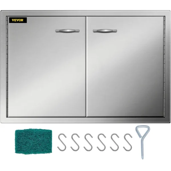 BBQ Access Door 33w x 22h inch. Double BBQ Door Stainless Steel. Outdoor Kitchen Doors for BBQ Island. Grilling Station. Outside Cabinet