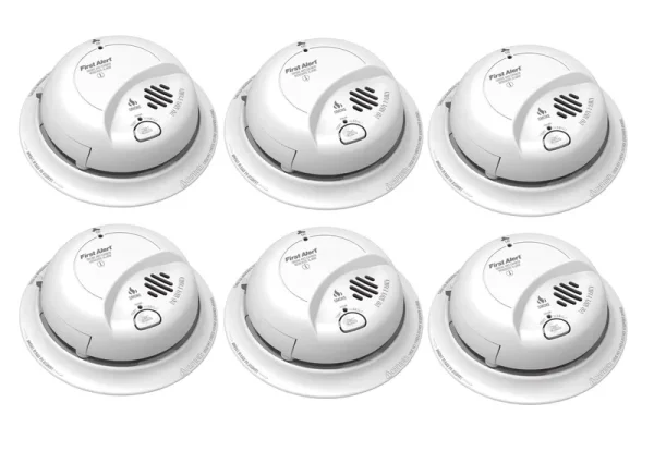 First Alert Direct Wire Combination Smoke and Carbon Monoxide Detector 120 Volt with 9 Volt Battery Back Up SC9120B 6 Pack