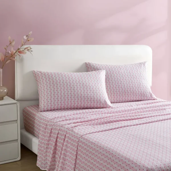 Betsey Johnson Fall Foliage Patterned Sheet Set, Pink, TwinXL Set
