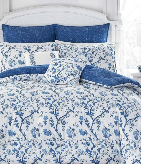 Laura Ashley Elise Bonus Comforter Set Full/Queen Blue