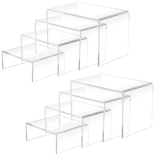 8pcs Acrylic Display Risers(6",5",4"3") Clear Product Stand,Cupcakes Holder Dessert Display Transparent Showcase Stands, Candy Bar Risers, Acrylic
