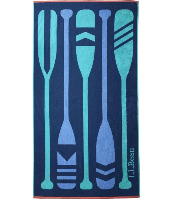 L.L.Bean Seaside Paddles Printed Beach Towel - Ocean Blue