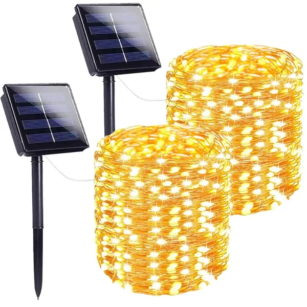 SANJICHA Solar String Lights Outdoor, 2-Pack Each 72ft 200 LED Super Bright Solar Lights Outdoor, Waterproof Copper Wire 8 Modes Fairy Lights for