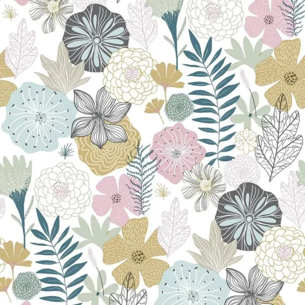 RoomMates Perennial Blooms Peel and Stick Wallpaper, Pink
