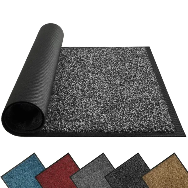 Mibao Dirt Trapper Door Mat for Indoor&Outdoor, 20" x 32", Grey Black,Washable Barrier Mat, Heavy Duty Non-Slip Entrance Rug Shoes Scraper, Super